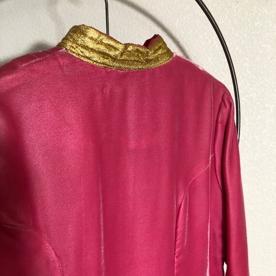 Vintage 60s Glam Pink Velvet Robe Hostess Gown Me… - image 3