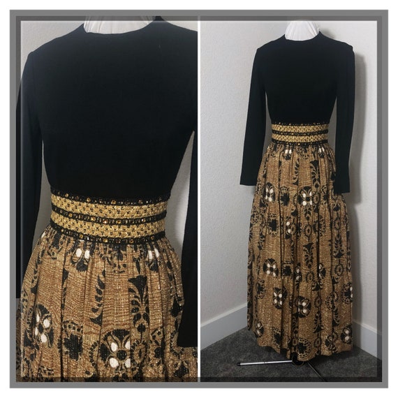 Vintage Designer Quality Glam 70s Gold Black Boho… - image 1