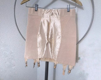 Vintage Shell Pink Bombshell Girdle with Garter Clips - Small