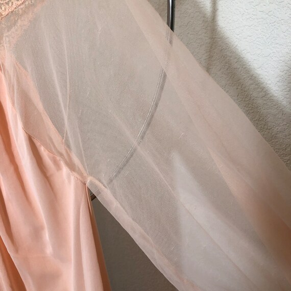 Vintage Peach Romantic Lace Chiffon Robe Housedre… - image 3