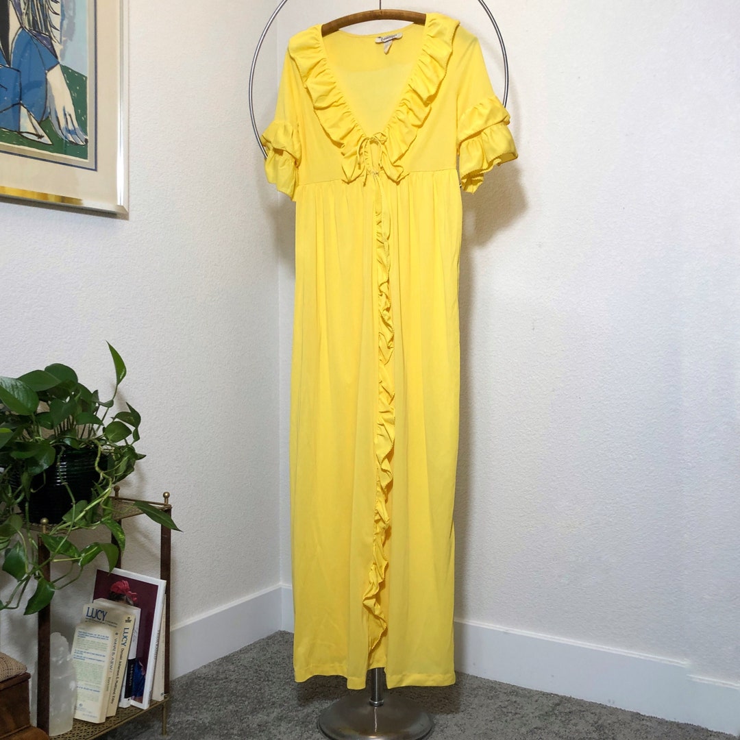 Vintage Yellow Ruffled Negligée Robe With Empire Waist Size Small - Etsy