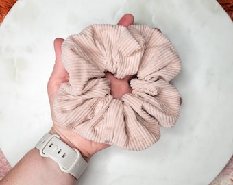 Jumbo Corduroy Hair Scrunchies | Pink Oversized Hair Scrunchies | xl Scrunchie | Scrunchie Hair Accessories | Light Pink Scrunchie