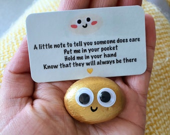 Pocket Pebble | Googley Eye Pocket Hug | Mental Health Support | Caring Gift | Free Delivery To Their Door | Customisable | Choice Of Note