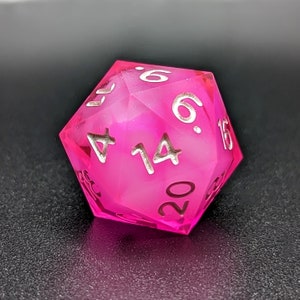 Handmade Pink Sunset Resin d20: Sharp Edge RPG Dice