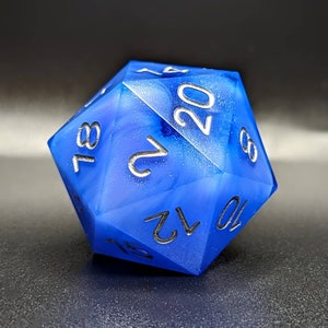 Blue & Pink Resin Jumbo d20: Dawn Chonk Handmade Dice