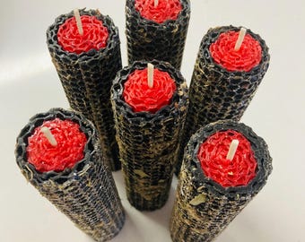 hand rolled beeswax herbal return to sender candle
