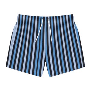 Bañador a rayas: ropa de playa de verano, fiestas en la piscina, pantalones cortos de vacaciones, trajes de baño para hombre, look divertido para la piscina.