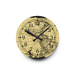 Horloge murale vintage en acrylique avec carte, décoration d'intérieur intemporelle, parfaite pour les voyageurs