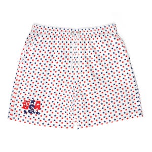 Patriotic Swim Shorts for Men & Women, Summer Beachwear, USA Flag Design, Pool Party Shorts, Fourth of July, Vacation Swimwear
