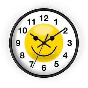 Cheerful Smiley Wall Clock, Positive Vibe Home Decor, Gift for Kids Rooms, Office Decor, Fun Timekeeper