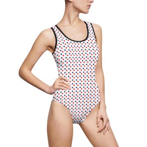Women&#39;s Classic One-Piece Swimsuit stars red white and blue