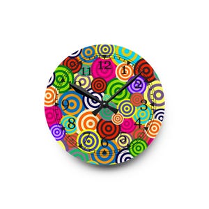Colorful Retro Acrylic Wall Clock, Funky Home Decor, Unique Gift, Wall Art, Vibrant Timepiece