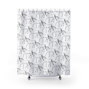Tenda da doccia elegante con motivo a cavallo, arredamento in stile fattoria, accessori per il bagno, regali equestri, decorazioni per la casa uniche