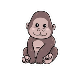 Adorable Gorilla Kiss-Cut Stickers, Cute Animal Decor, Laptop Accessories, Fun Gifts, Kids Party Favor, Home & Office Decor