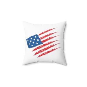 Patriotic Square Pillow, Home Decor, Americana Accent Cushion, Independence Day Gift, Red White Blue Throw Pillow