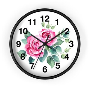 Reloj de pared con rosas florales, elegante decoración para el hogar, regalo para ella, reloj de estilo vintage, decoración para el Día de la Madre, elegancia atemporal.