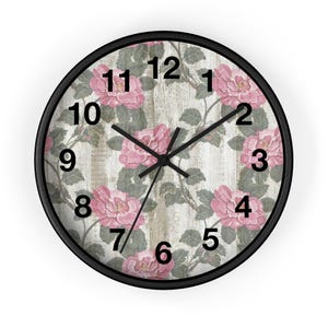 Reloj de pared floral vintage, elegante decoración del hogar