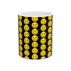 Smiley Face Ceramic Mug, Cheerful Coffee Cup for Happiness, Unique Gift for Friends, Birthday or Holiday Joy, Positive Vibes