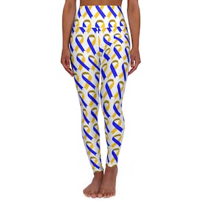 High Waisted Yoga Leggings - Colorful Ribbon Fitness Tights, Activewear, Workout Gear, Gift for Her, Yoga Pants