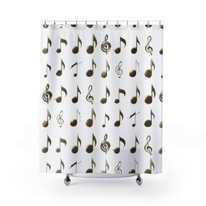 Cortina de ducha con notas musicales: ideal para amantes de la música, decoración del hogar, regalo único, accesorio de baño, baño divertido, decoración de ducha