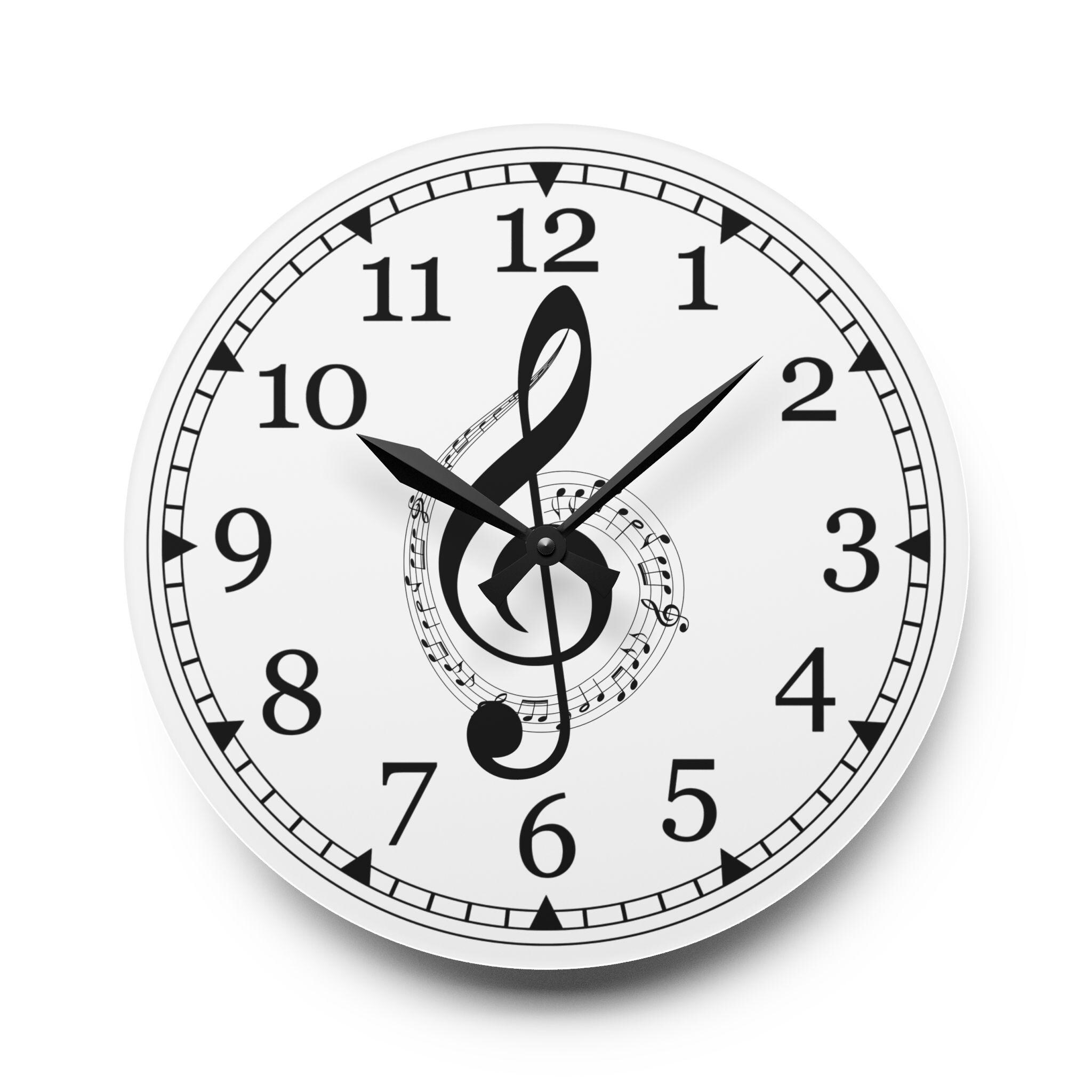 Musical Note Acrylic Wall Clock, Modern Home Decor, Gift for Music ...