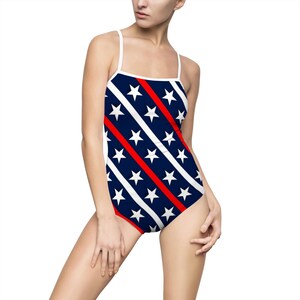 Patriotic One-Piece Swimsuit | Stars and Stripes Swimwear, Perfect for Beach Days, Pool Parties, 4th of July, Summer Fun