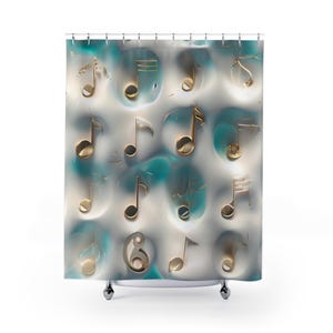 Musical Notes Shower Curtain - Aesthetic Bath Decor for Music Lovers, Unique Bathroom Gift, Stylish Home Decor, Music Themed Shower Curtain