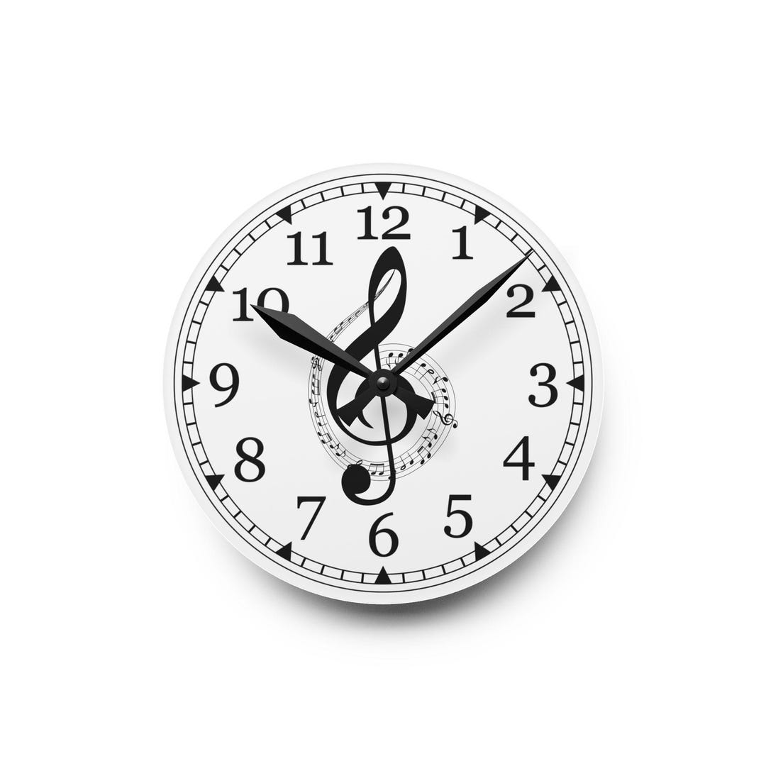 Musical Note Acrylic Wall Clock, Modern Home Decor, Gift for Music ...