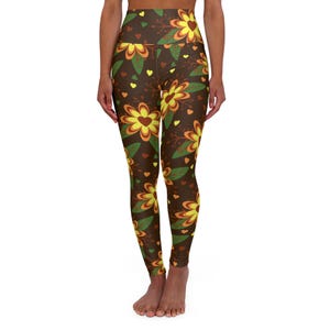 High Waisted Floral Yoga Leggings V12