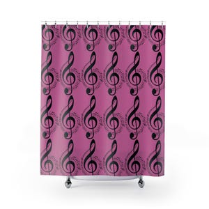 Musical Notes Shower Curtain - Vibrant Pink Decor for Bathroom, Music Lover Gifts