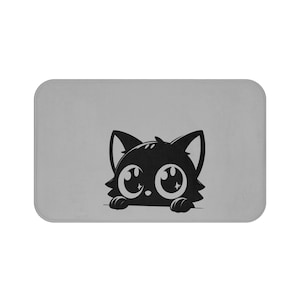 Cute Cat Bath Mat, Cozy Bathroom Decor, Gift for Cat Lovers, Plush Floor Mat, Kitty Themed Home Accents, Pet Lover Gift
