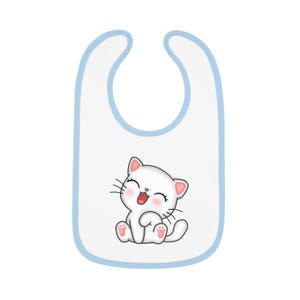 かわいい猫のベビービブ、愛らしいベビーアクセサリー、猫好きへのギフト、幼児の食事に欠かせないアイテム、ベビーシャワーのプレゼント、楽しい食事タイム用品