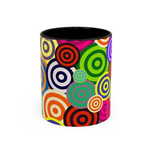 Colorful Spiral Accent Coffee Mug - Bright Retro Design, Perfect Gift for Coffee Lovers, Fun Kitchen Decor, Vibrant Tea Cup