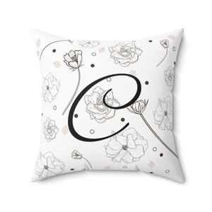 Custom Floral Initial Pillow - C