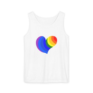 Pride Heart Unisex Tank Top | LGBTQ+ Pride Apparel, Summer Anthem Shirt, Rainbow Love Tank, Gay Pride, Gift for Ally