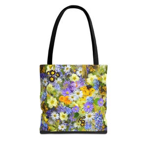 Floral Tote Bag - Vibrant Flower Pattern