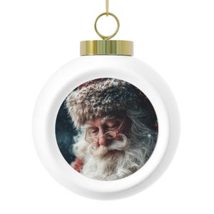 Festive Christmas Ball Ornament, Holiday Decor, Tree Decoration, Seasonal Gift, Santa Ornament, Poinsettia Ornament