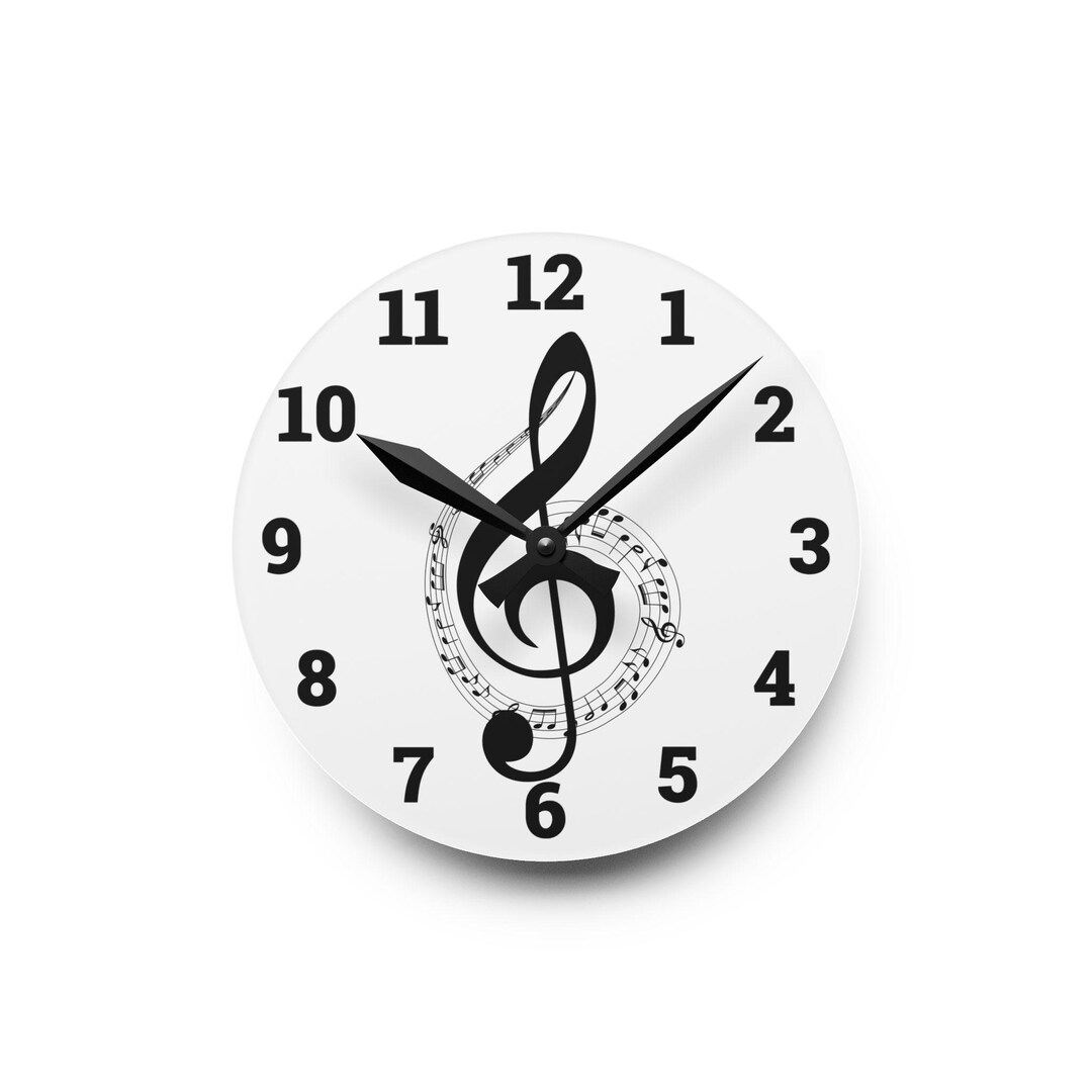 Musical Note Acrylic Wall Clock, Modern Home Decor, Gift for Music
