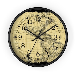 horloge murale carte vintage | Cadeau intemporel de décoration d'intérieur nautique