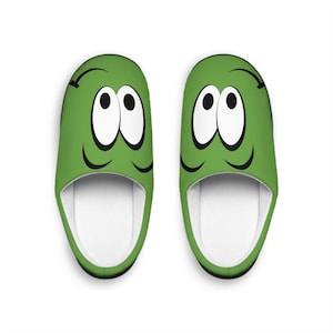 Whimsical Green Slippers, Cute Home Footwear, Cozy Indoor Slip-Ons, Fun Slipper Gift, Cartoon Character House Shoes