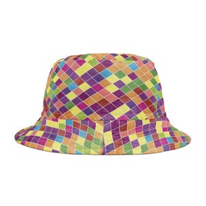 Vibrant Geometric Bucket Hat, Colorful Sun Hat, Trendy Summer Accessory, Festival Hat, Unisex Bucket Hat
