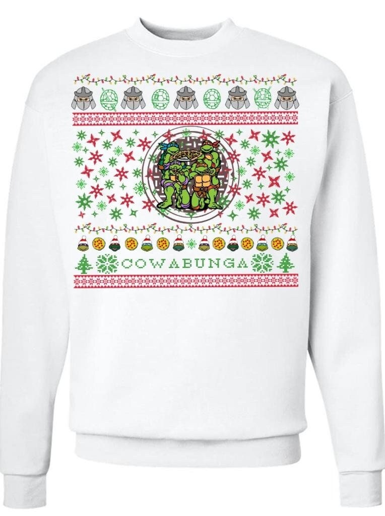 Cowabunga Christmas Teenage Mutant Ninja Turtles Knitted Christmas Ugly  Christmas Sweaters - Peto Rugs