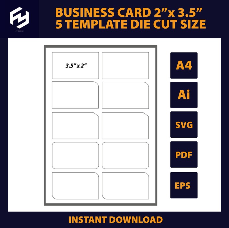 Business Card Template Business Card 2x3 5 Label Template Etsy