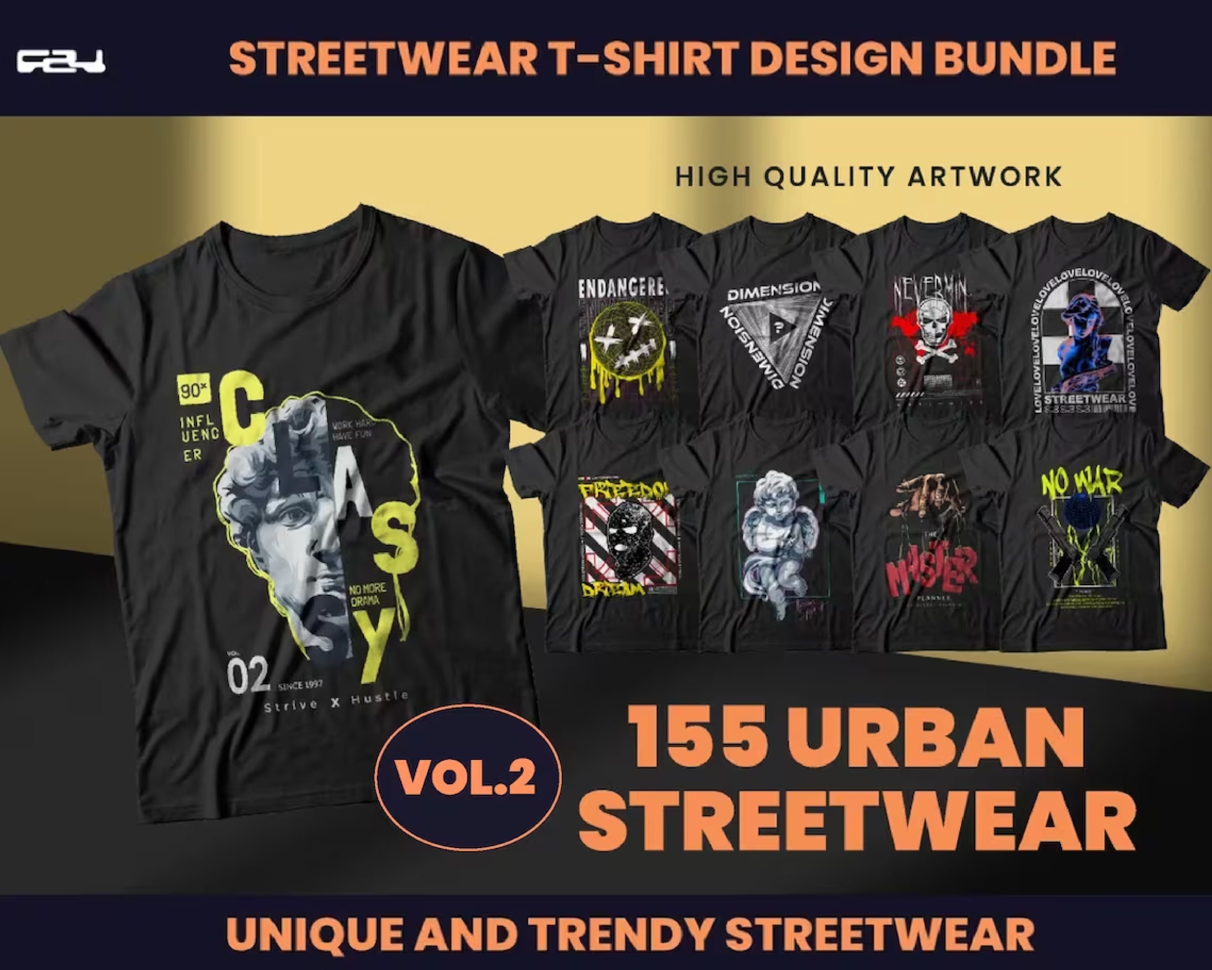 500 Urban Streetwear Designs, T-shirt Design Bundle, Streetwear Designs ...