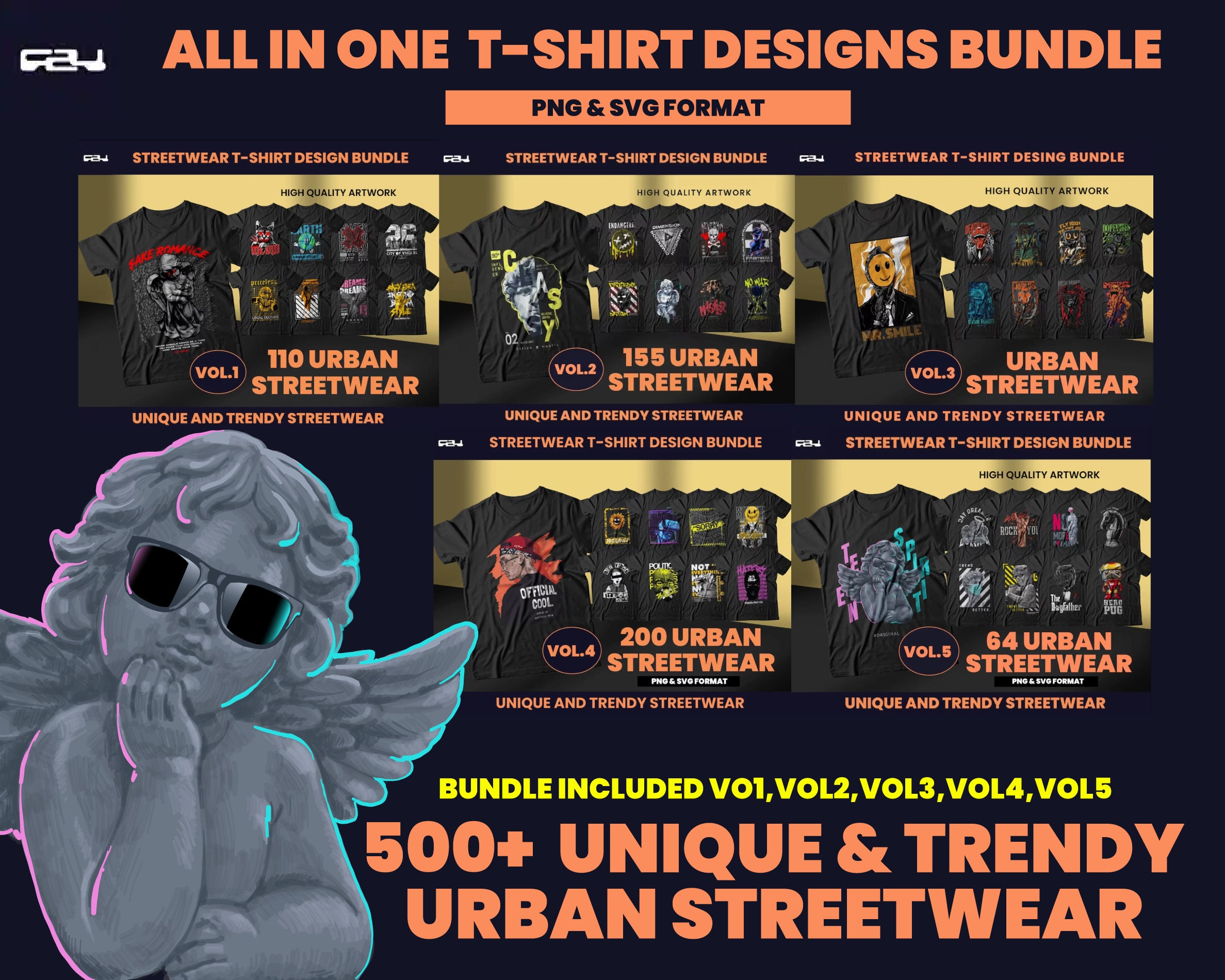 streetwear t-shirt designs bundle vector, urban street style
