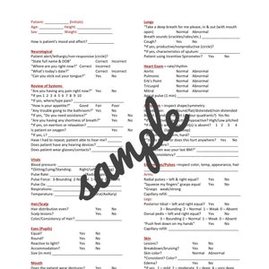 Nursing Student Head to Toe Assessment Sheet Printable