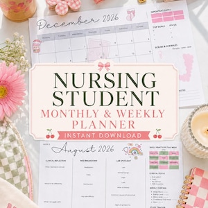 Nursing Student Planner 2026 – Monthly Weekly Clinical Organizer (PDF)