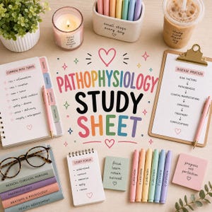 Hoja de estudio de fisiopatología para estudiantes de enfermería (descarga digital)