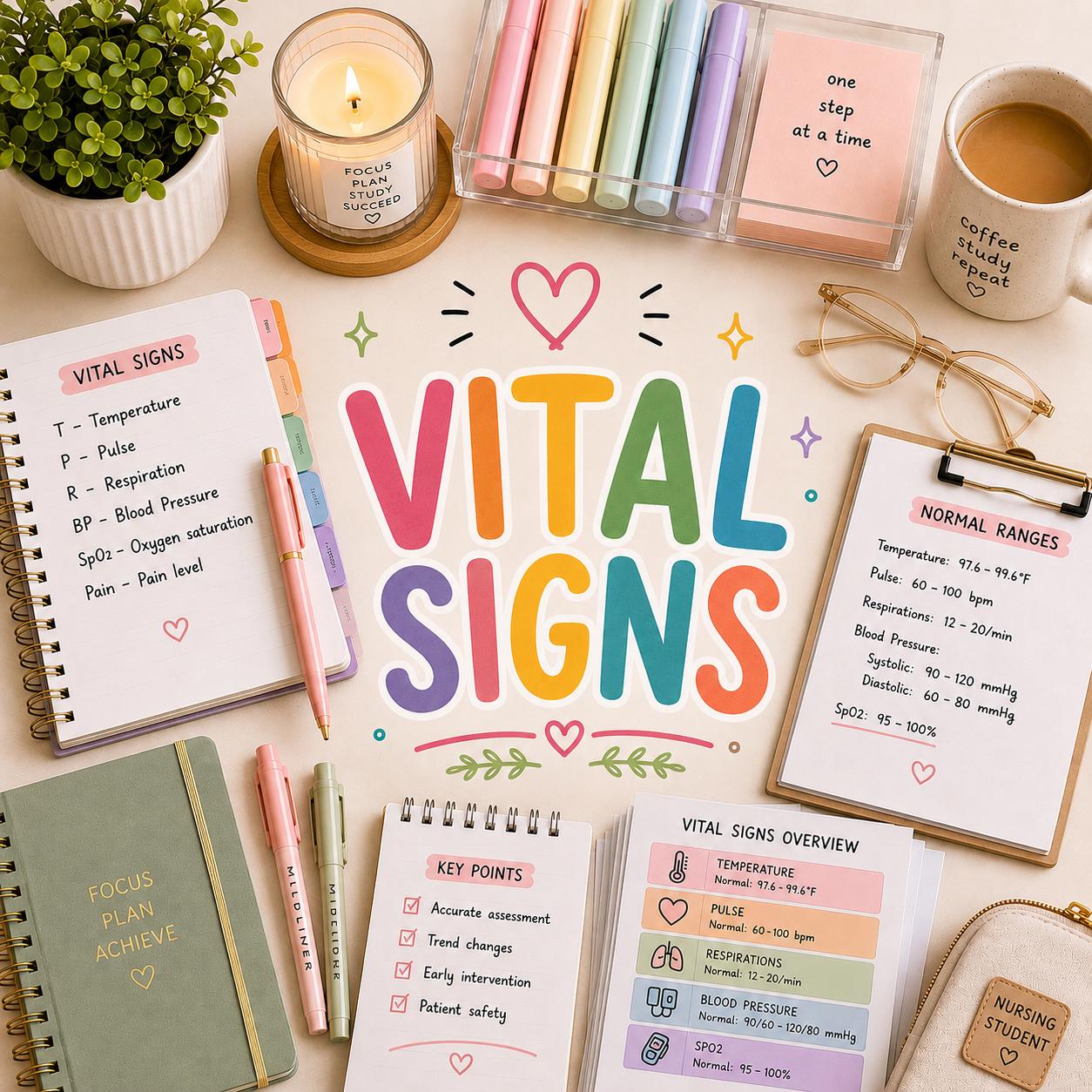 Vital Signs Cheat Sheet Bundle | NCLEX Study Guide, Nursing School ...