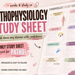 Pathophysiology Study Sheet for Nursing Students (Digital Download)